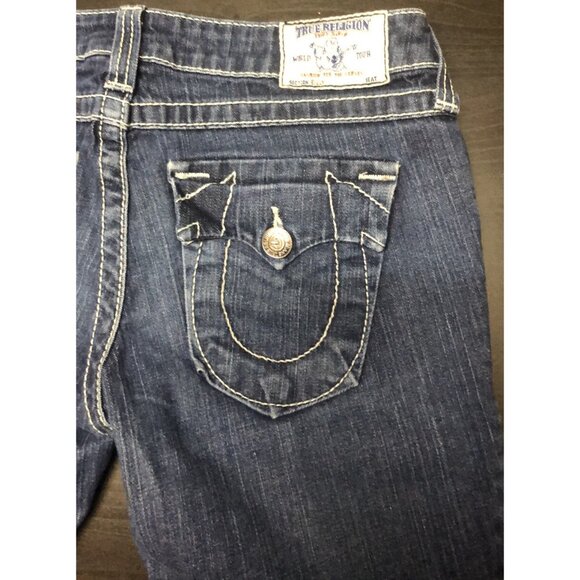 True Religion Woman 27x31 World Tour Billy Dark Wash Low Rise Straight Skinny - Picture 7 of 7